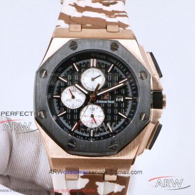 Perfect Replica Audemars Piguet Royal Oak Offshore 45mm Chronograph Watch - Black Mega Tapisserie Dial